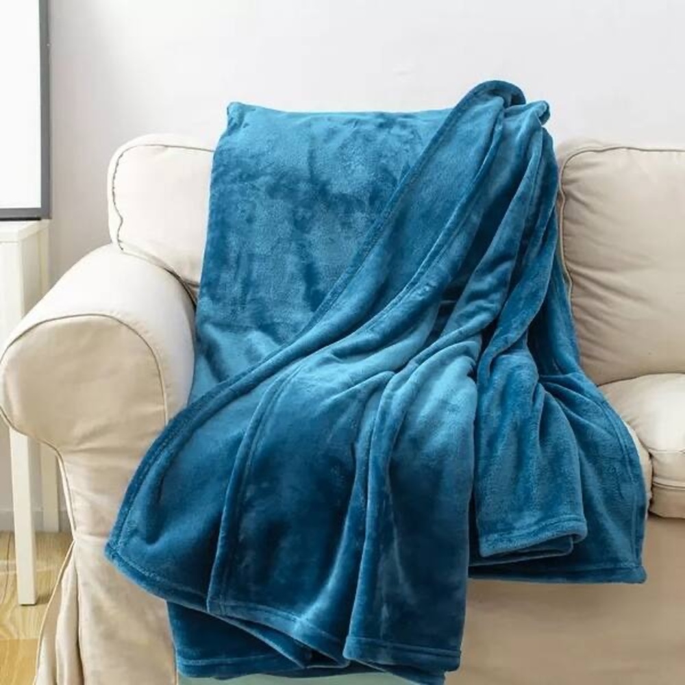 Threshold Blue Plush Throw Blanket